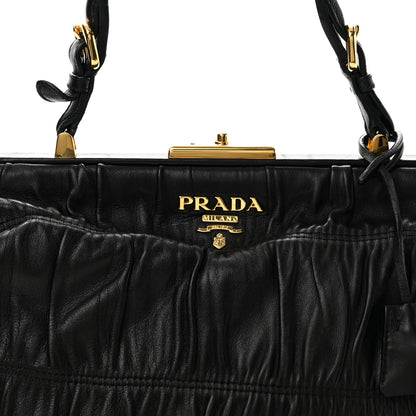 Prada Nappa Dressy Gaufre Framed Tote Black 7 of 13