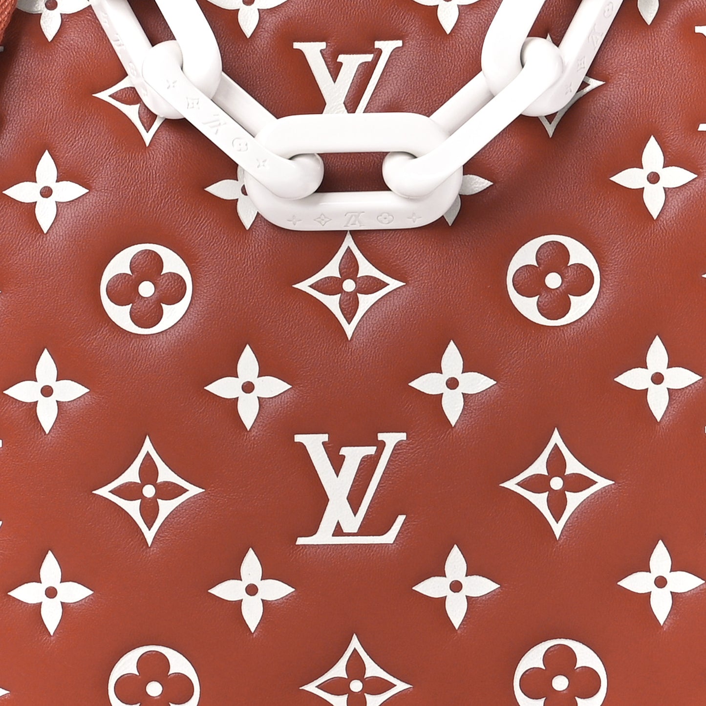 Lambskin Embossed Monogram Coussin PM Terracotta Brown