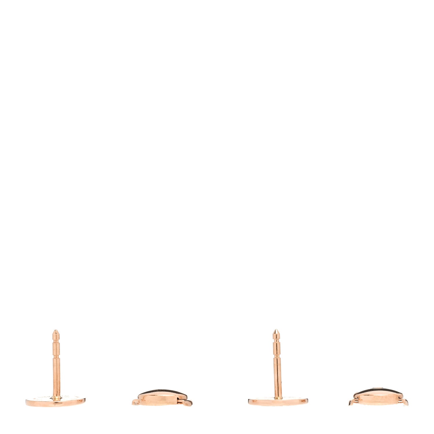 Hermes 18K Rose Gold TPM Ex-Libris Stud Earrings 2 of 4
