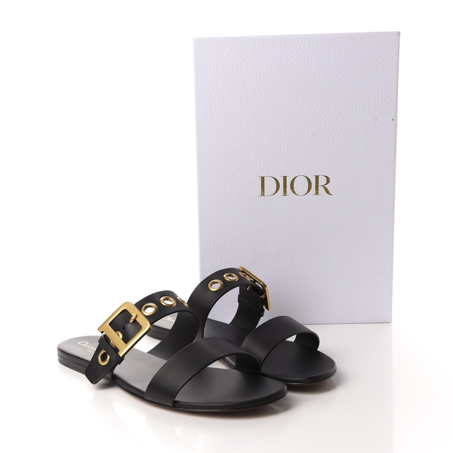 Calfskin D-Dior Slide Flat Sandals 40 Black