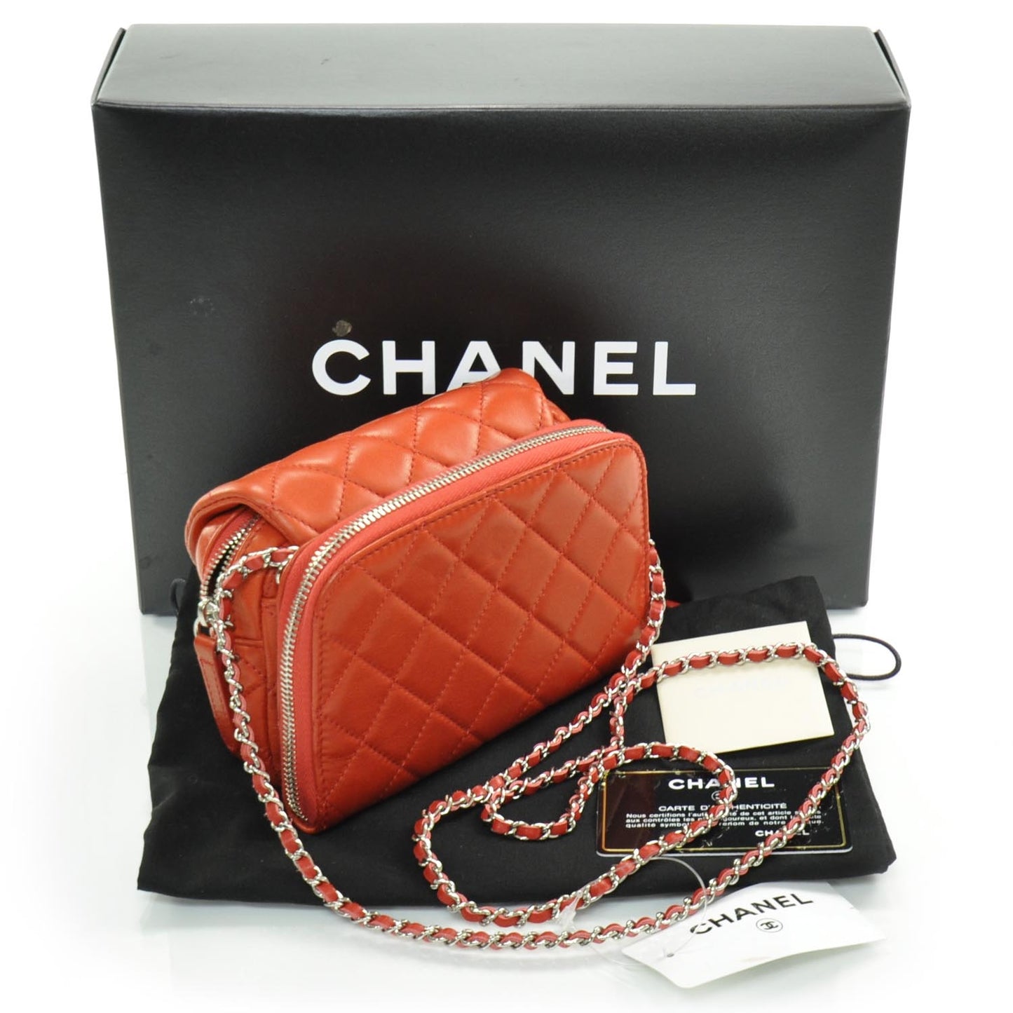 Lambskin Quilted Ultimate Wallet On Chain WOC Red