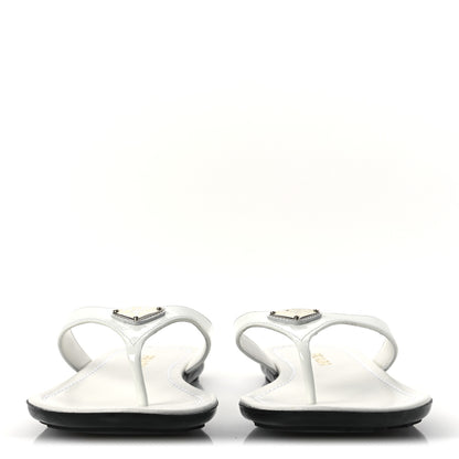 Prada Patent Calfskin Logo Thong Sandals 40 White 3 of 12