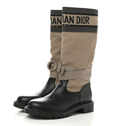 Christian Dior Technical Fabric Calfskin D-Major Boots 37.5 Taupe Black 3 of 8
