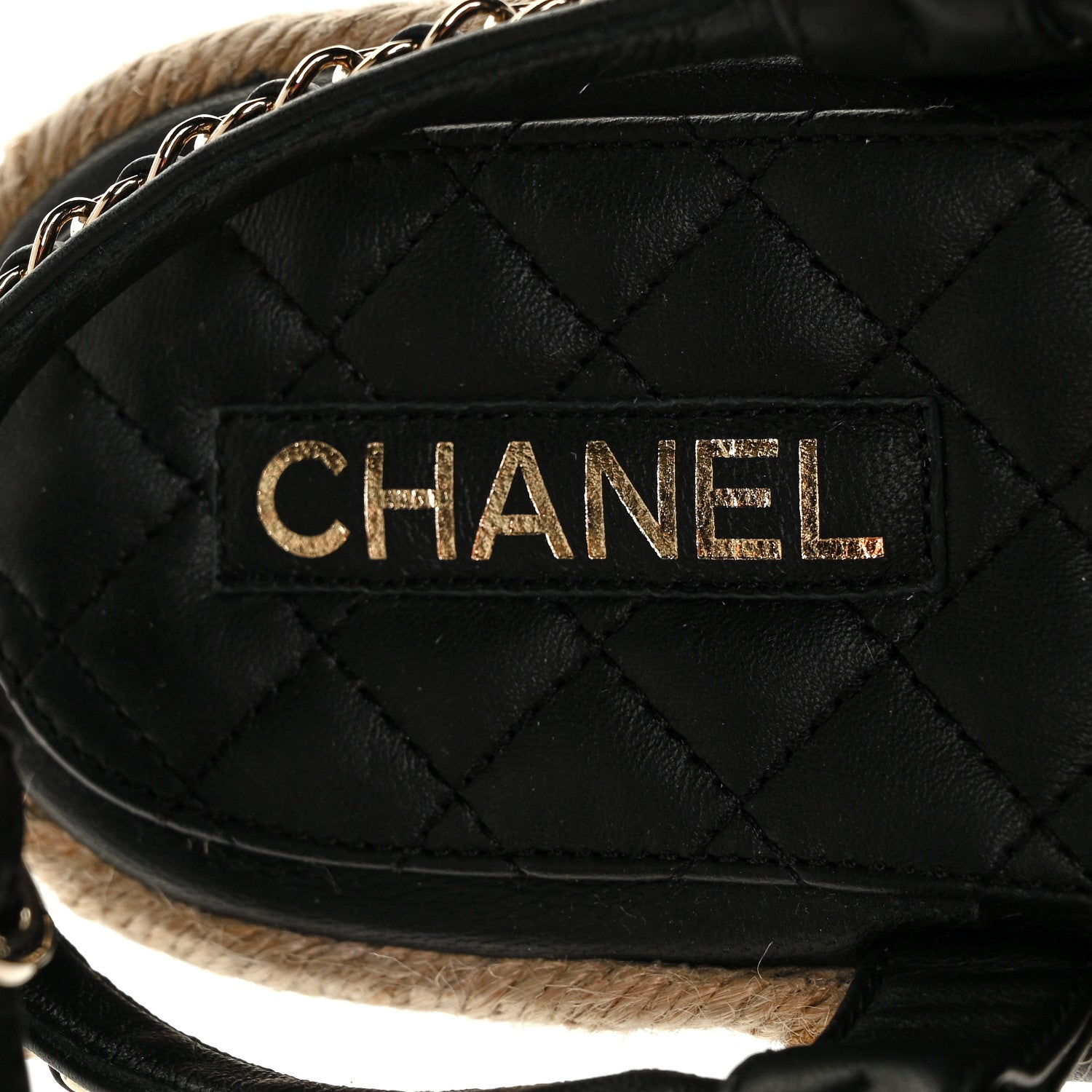 Chanel Lambskin Chain CC Thong Espadrille Sandals 41 Black 7 of 9