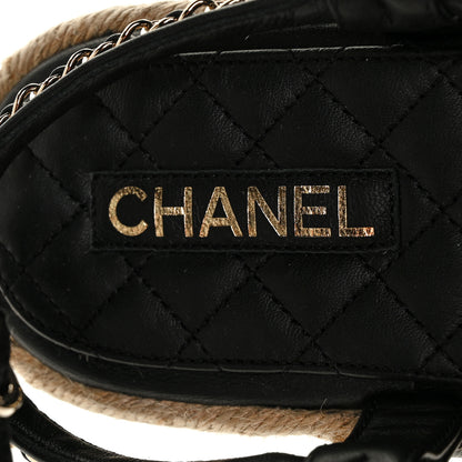 Chanel Lambskin Chain CC Thong Espadrille Sandals 41 Black 7 of 9