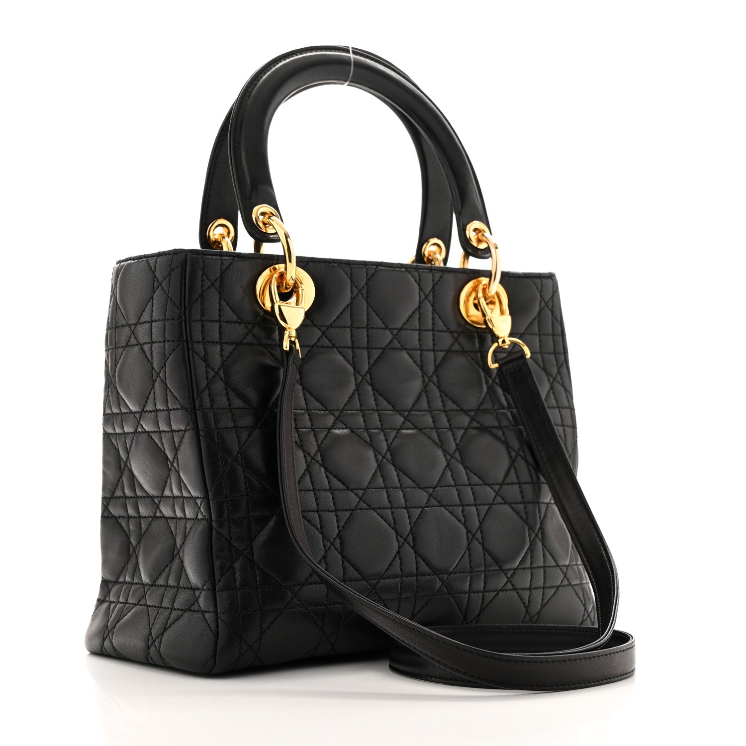 Christian Dior Lambskin Cannage Medium Lady Dior Black 3 of 12
