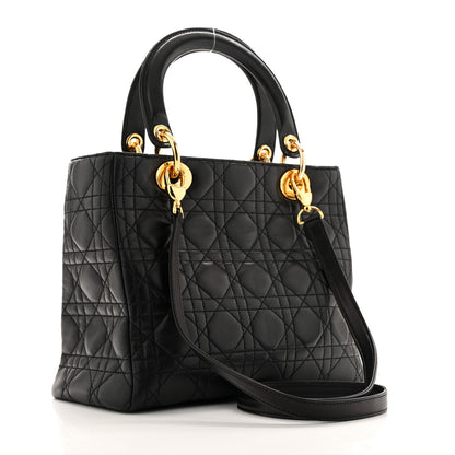 Christian Dior Lambskin Cannage Medium Lady Dior Black 3 of 12
