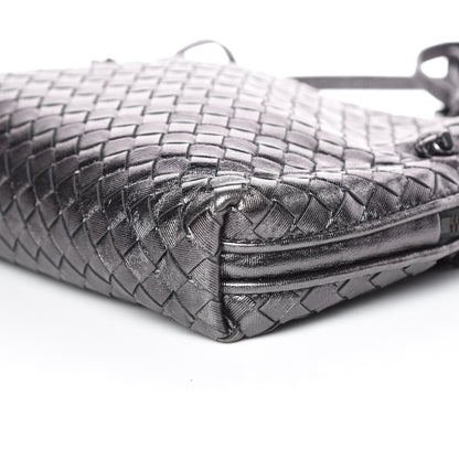 Bottega Veneta Metallic Grosgrain Intrecciato Pillow Crossbody Messenger Argento Ossidato 9 of 9