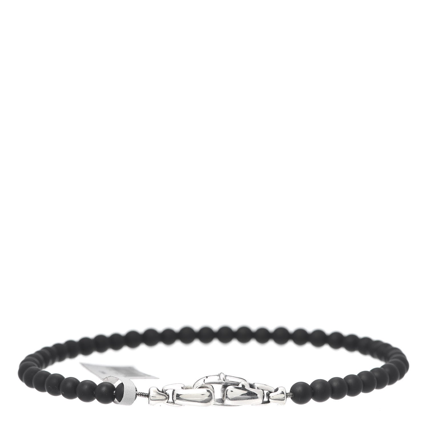David Yurman Sterling Silver Black Onyx 4mm Spiritual Beads Bracelet 3 of 4