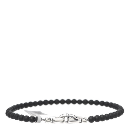 David Yurman Sterling Silver Black Onyx 4mm Spiritual Beads Bracelet 3 of 4
