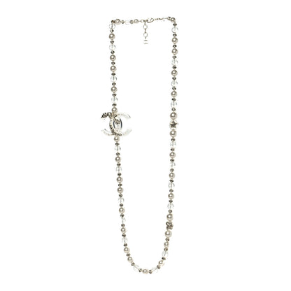 Chanel Resin Pearl Crystal CC Long Necklace Transparent Gold 3 of 5