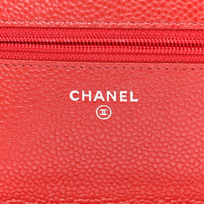 Chanel Caviar Quilted Wallet On Chain WOC Red 6 of 11