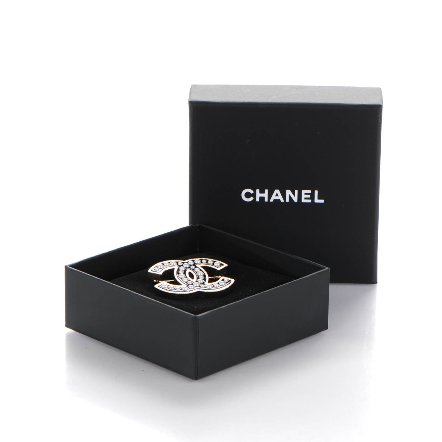 Chanel Pearl Enamel CC Brooch Black Gold 5 of 5