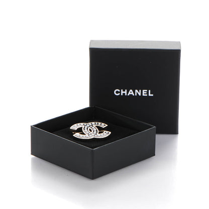 Chanel Pearl Enamel CC Brooch Black Gold 5 of 5