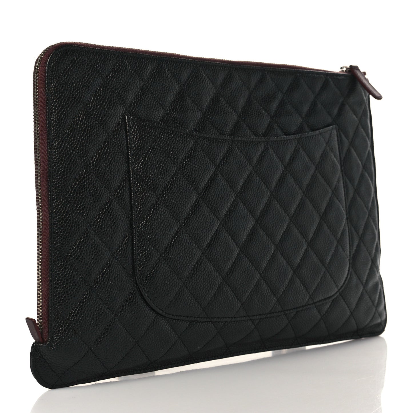 Caviar Quilted Document Portfolio Holder Black