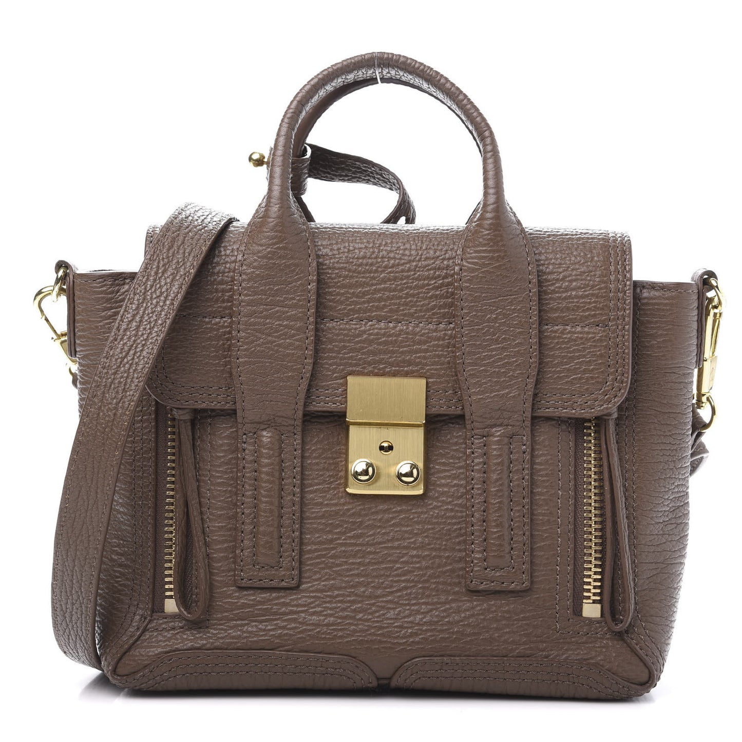 3.1 Textured Calfskin Mini Pashli Satchel Taupe