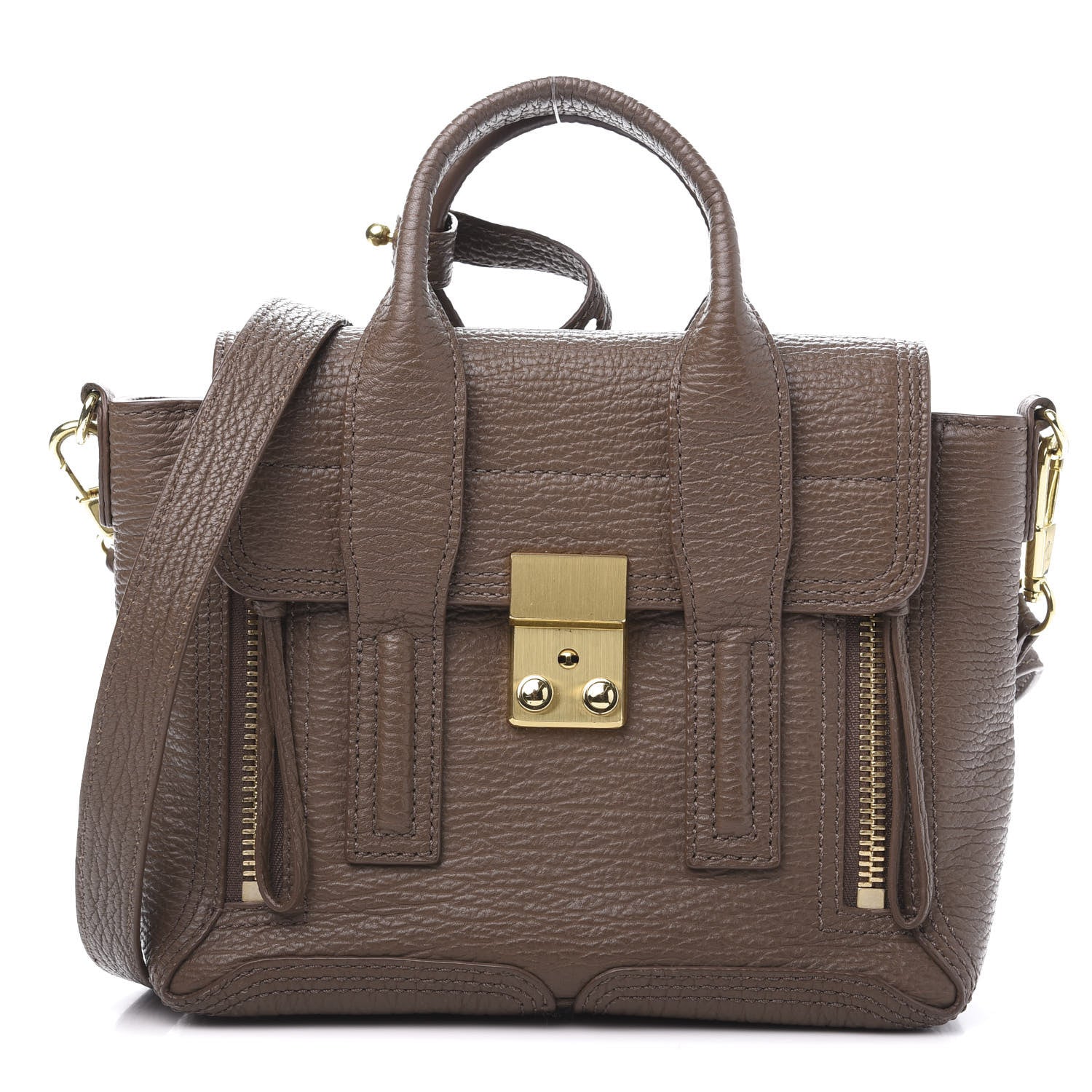 3.1 Phillip Lim 3.1 Textured Calfskin Mini Pashli Satchel Taupe 1 of 11