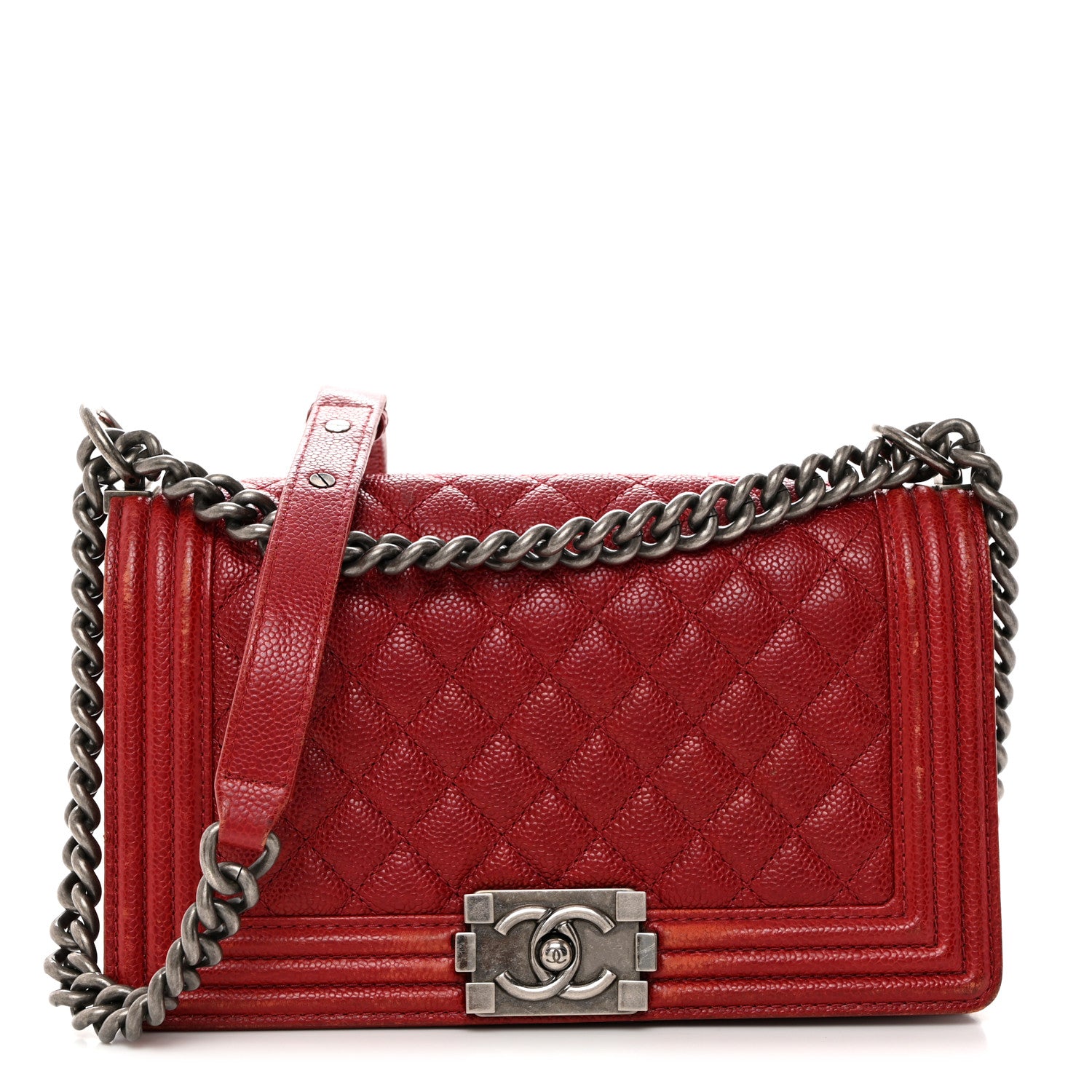 Chanel Caviar Quilted Medium Boy Flap Dark Red 1 of 15