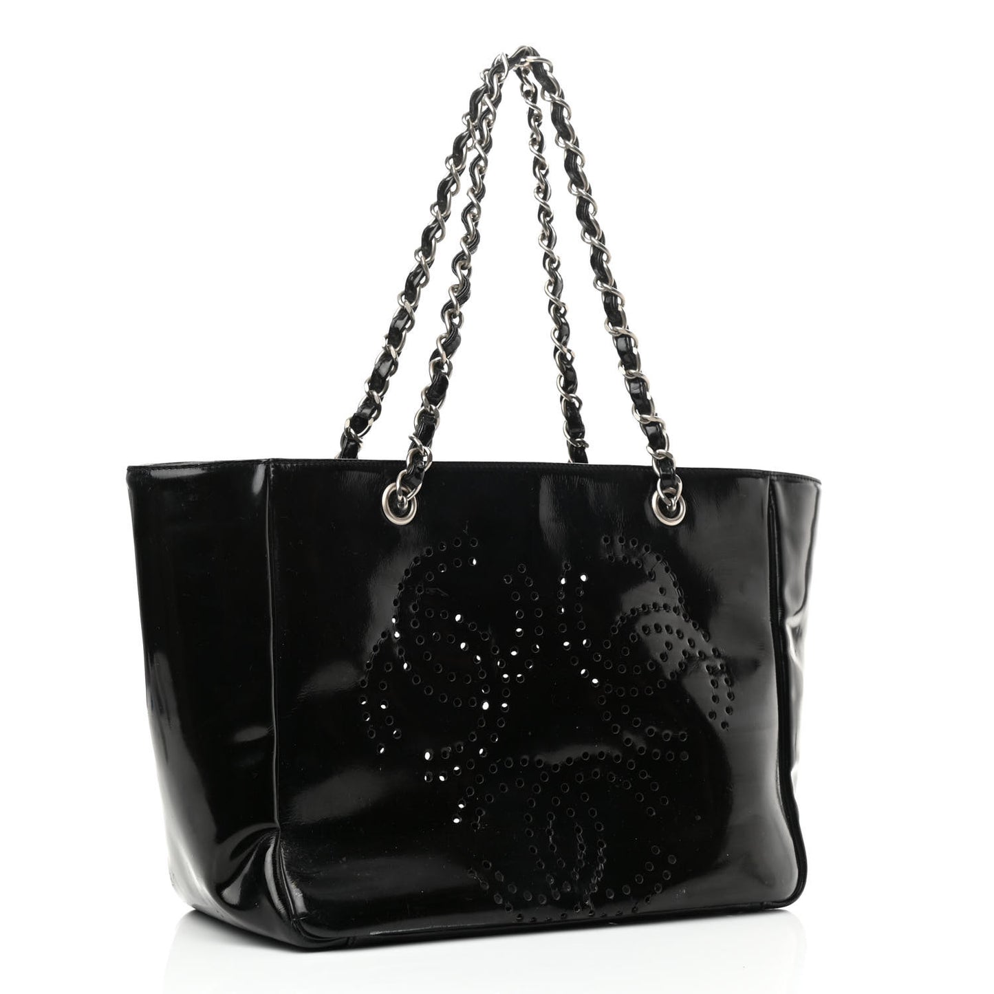 Patent Perforated CC Tote Black