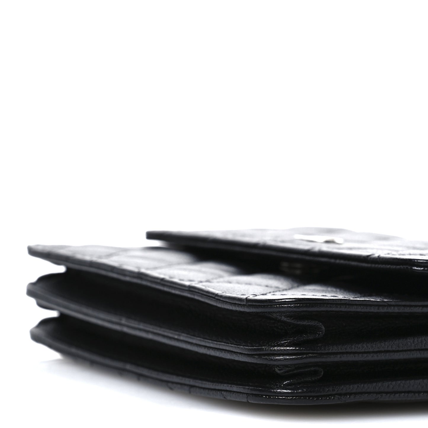 Caviar Quilted Square Wallet On Chain WOC Black