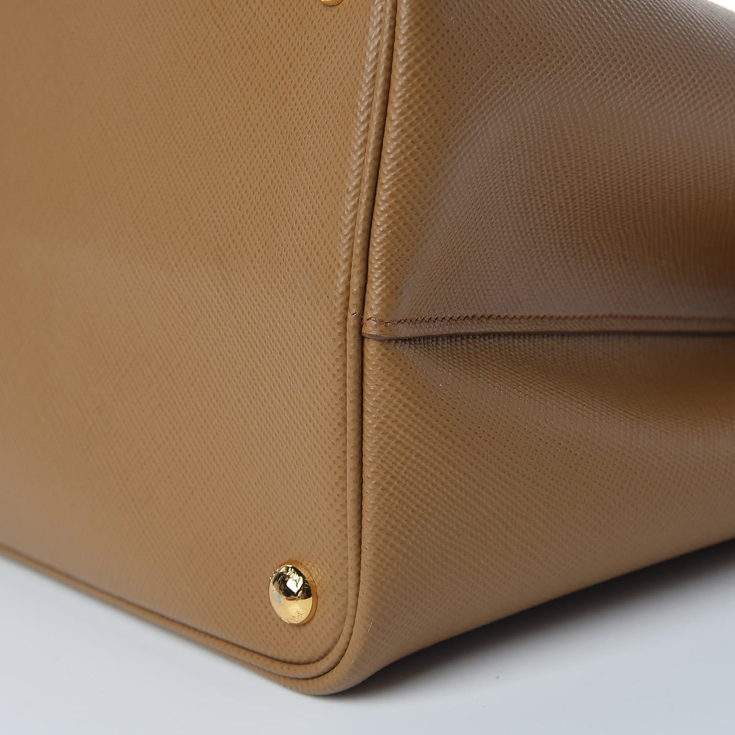 Saffiano Cuir Large Double Bag Caramel Fuoco