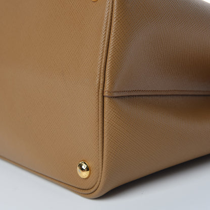 Prada Saffiano Cuir Large Double Bag Caramel Fuoco 13 of 13