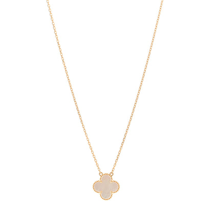 Van Cleef & Arpels 18K Yellow Gold Mother of Pearl Vintage Alhambra Pendant Necklace 1 of 5
