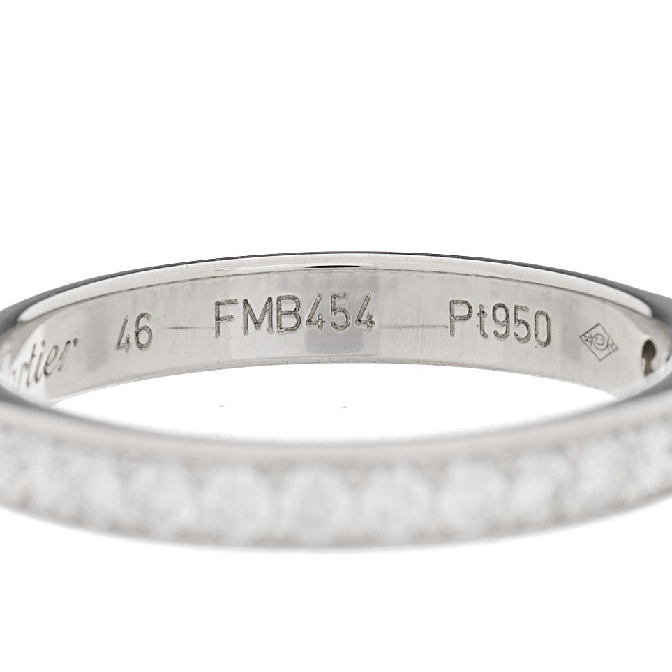 Cartier Platinum Diamond 2.6mm 1895 Wedding Band Ring 46 3.75 5 of 6