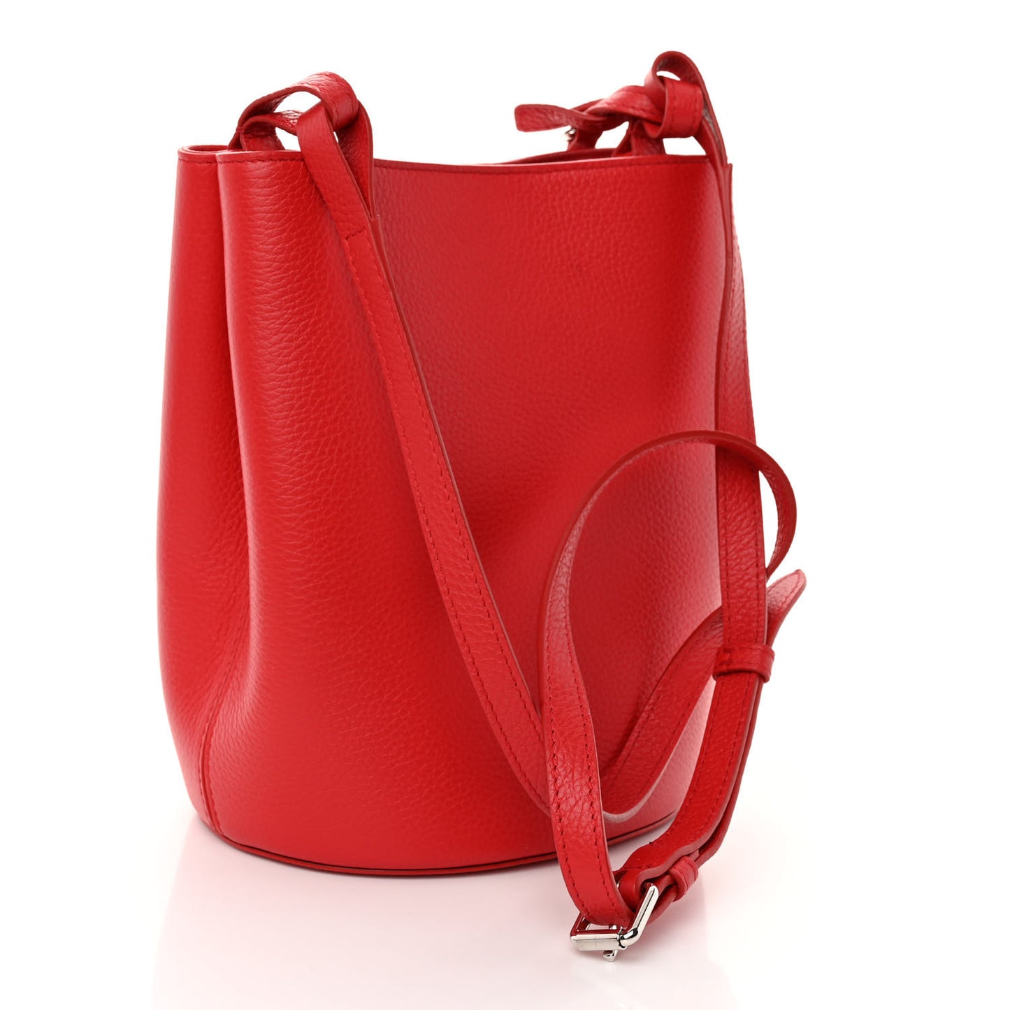Pebbled Calfskin Logo Small Lorne Bucket Crossbody Red