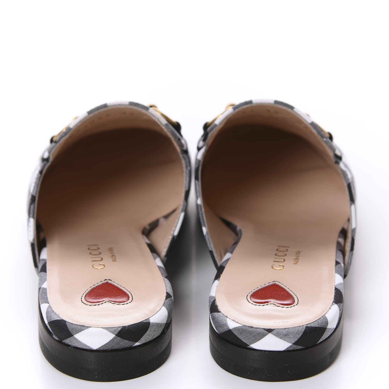 Gucci Cotton Gingham Womens Princetown Slippers 35 White Black 6 of 10