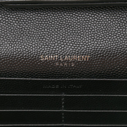 Saint Laurent Grain De Poudre Matelasse Chevron Monogram Chain Wallet Black 5 of 9