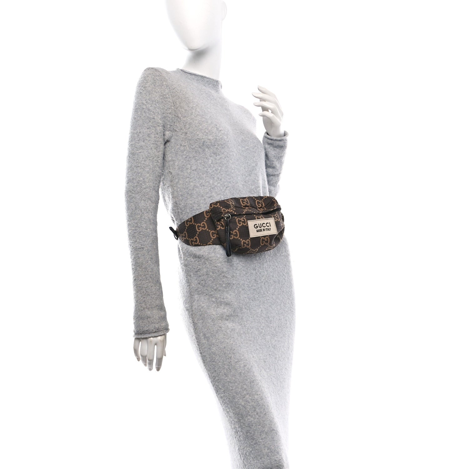 Gucci Recycled Polyester Monogram Jumbo GG Belt Bag Ebony Beige 2 of 10