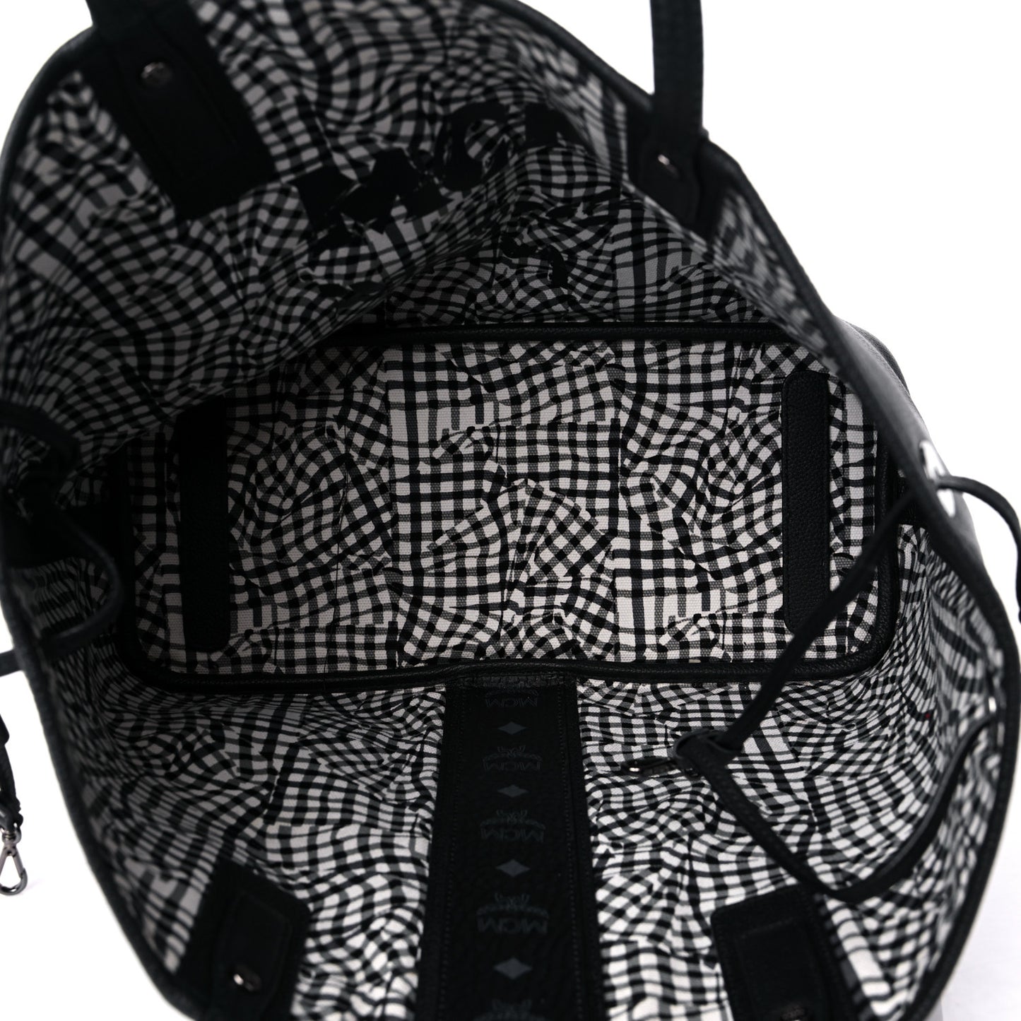 Grained Calfskin Visetos Medium Liz Reversible Shopper Tote Black