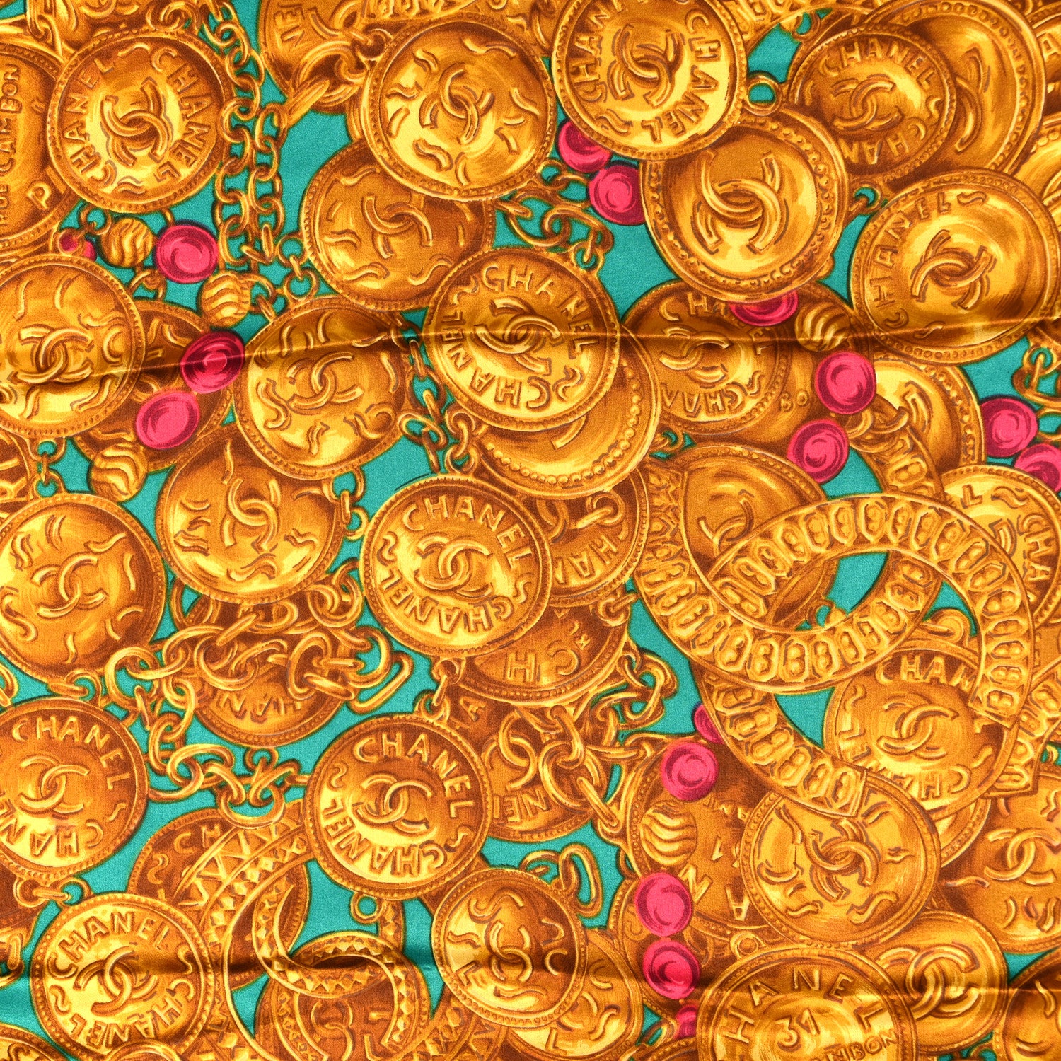 Chanel Silk Medallion Scarf Blue 3 of 3