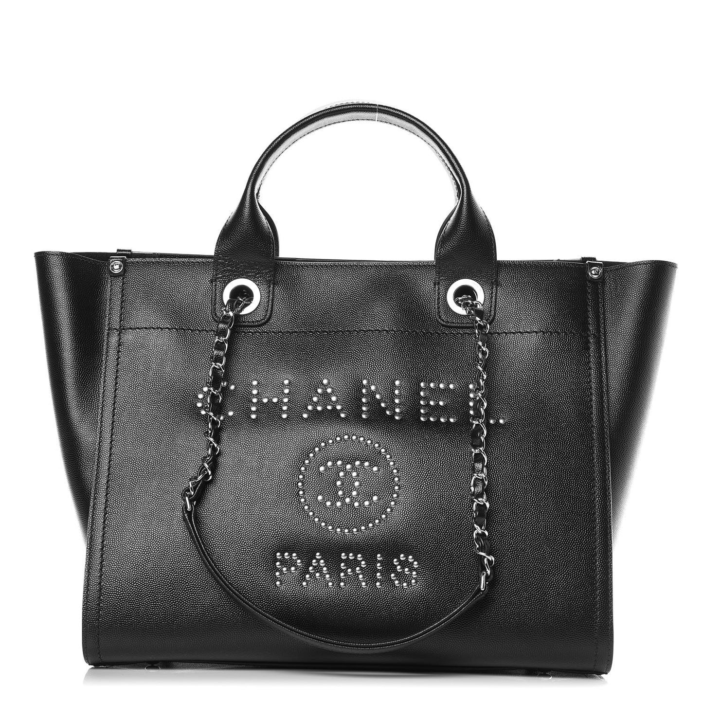 Caviar Small Studded Deauville Tote Black