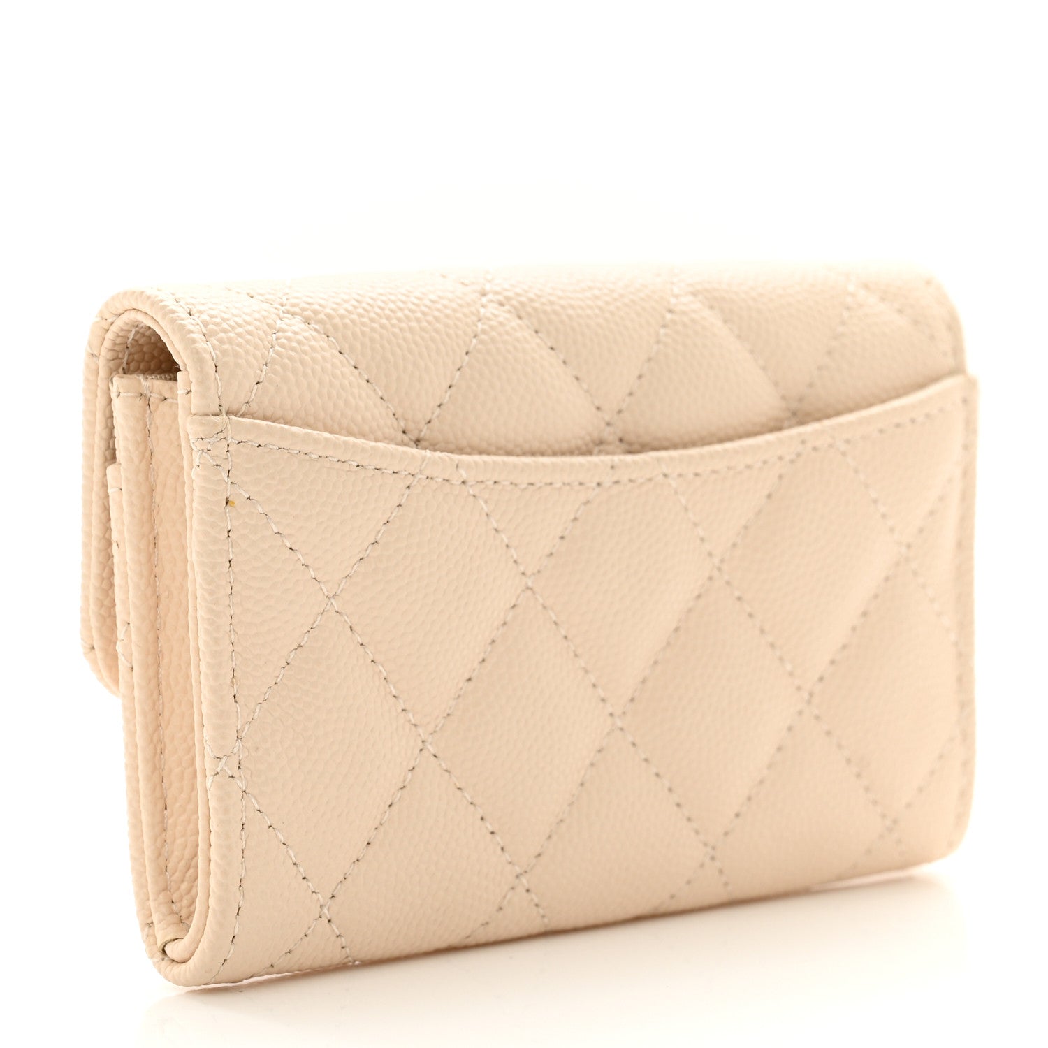 Chanel Caviar Quilted Flap Card Holder Wallet Light Beige 3 of 9