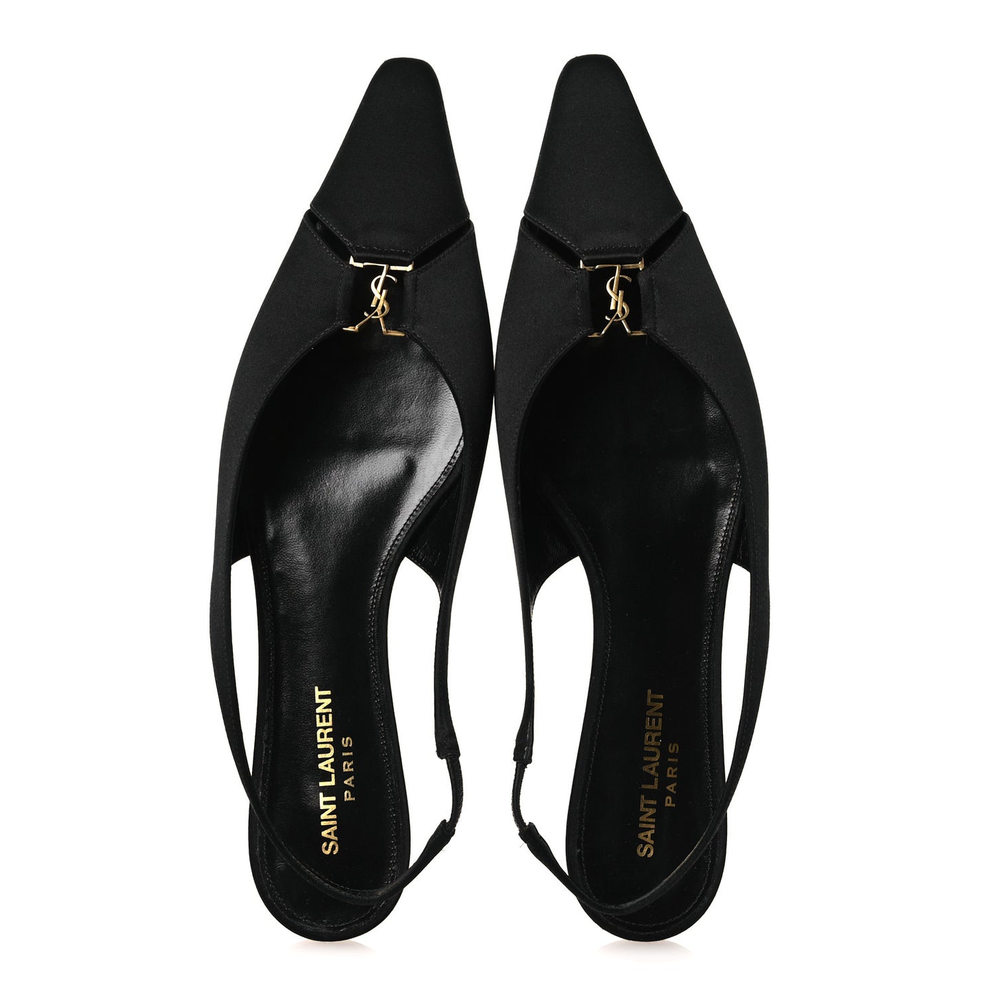 Satin Crepe Babylone Slingback Flats 39 Black