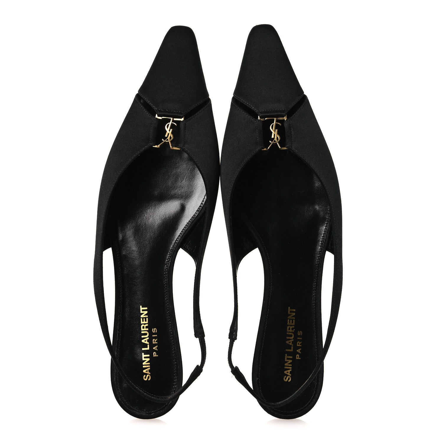 Saint Laurent Satin Crepe Babylone Slingback Flats 39 Black 2 of 12