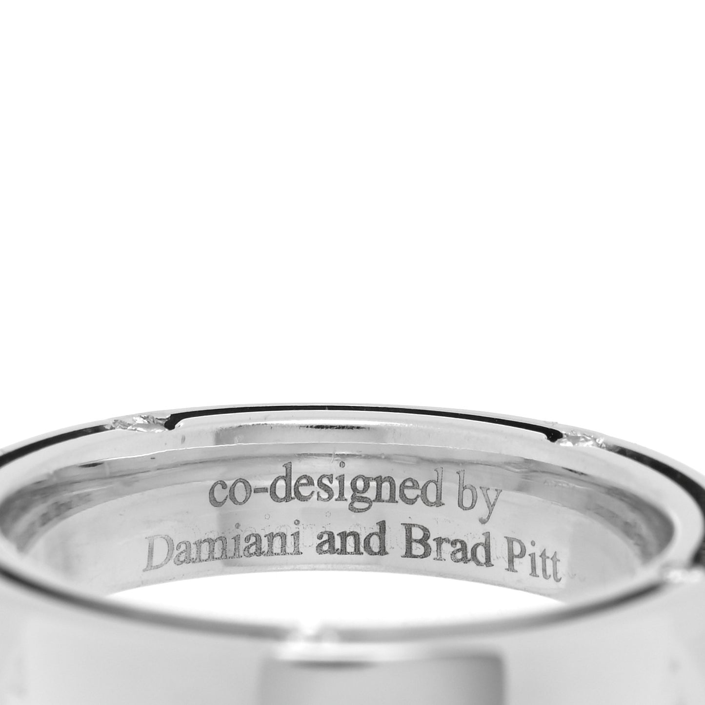 X BRAD PITT 18K White Gold Diamond D.Side Band Ring 48 4.5