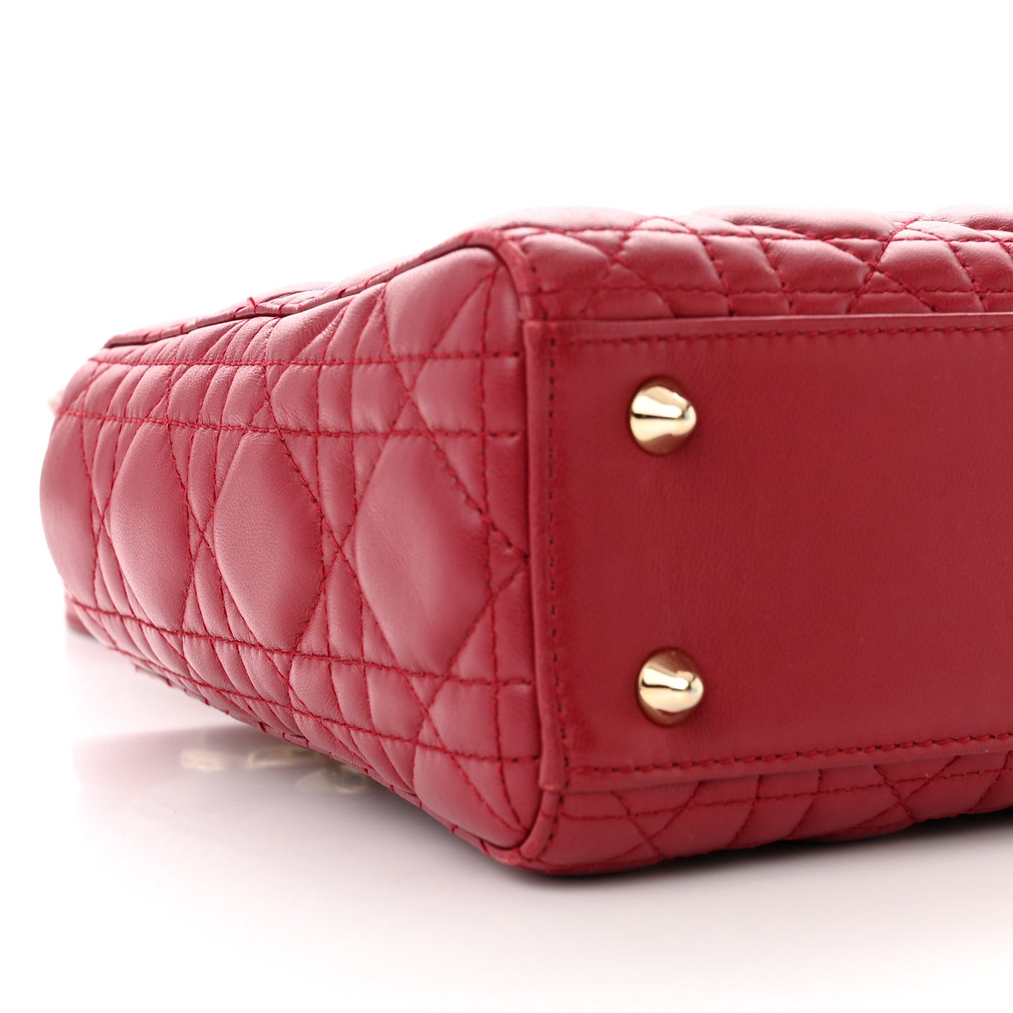 Lambskin Cannage Small Lucky Badges My Lady Dior Red