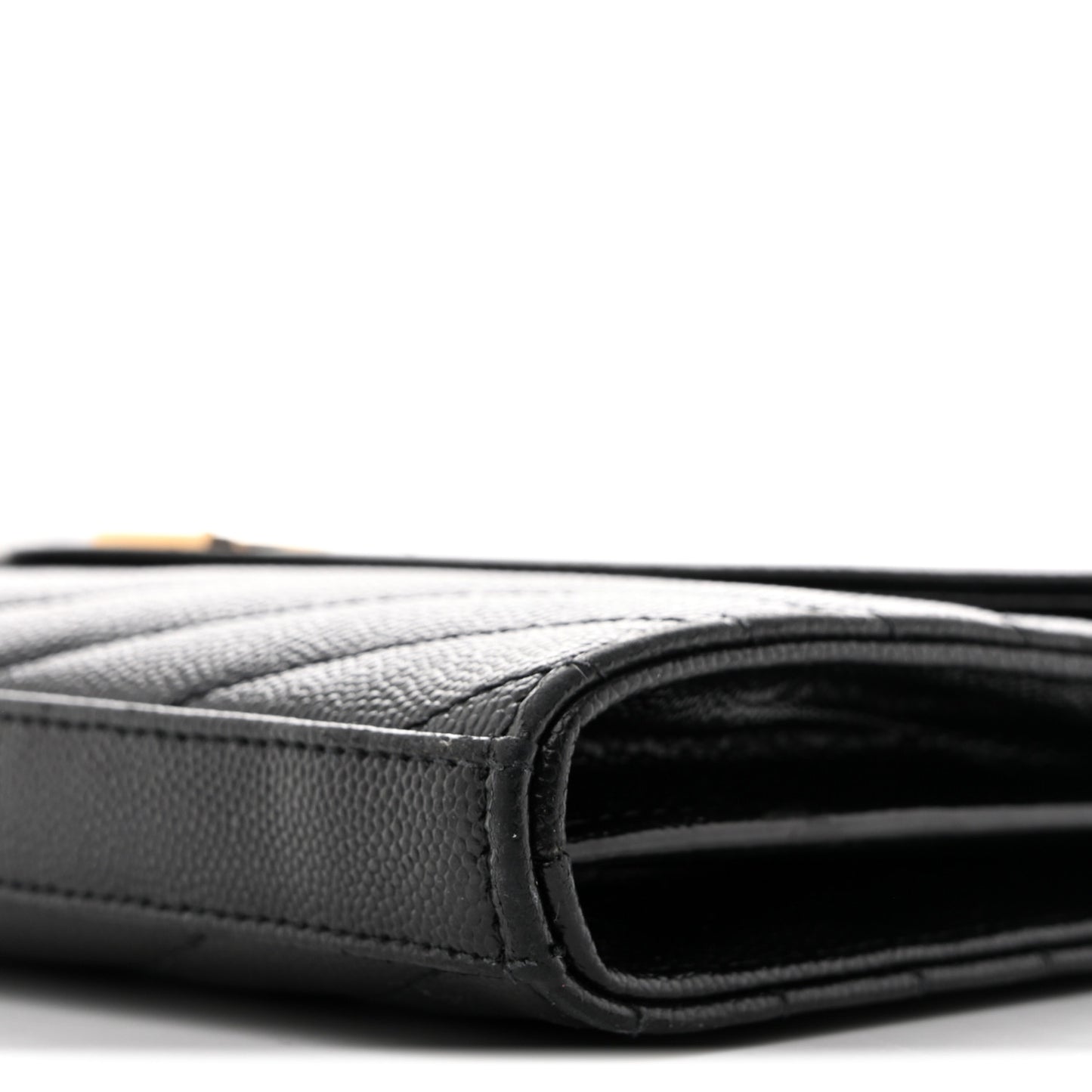 Grain De Poudre Matelasse Chevron Monogram Chain Wallet Black