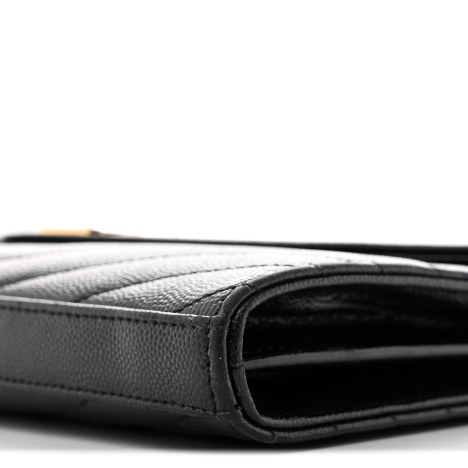 Saint Laurent Grain De Poudre Matelasse Chevron Monogram Chain Wallet Black 8 of 11