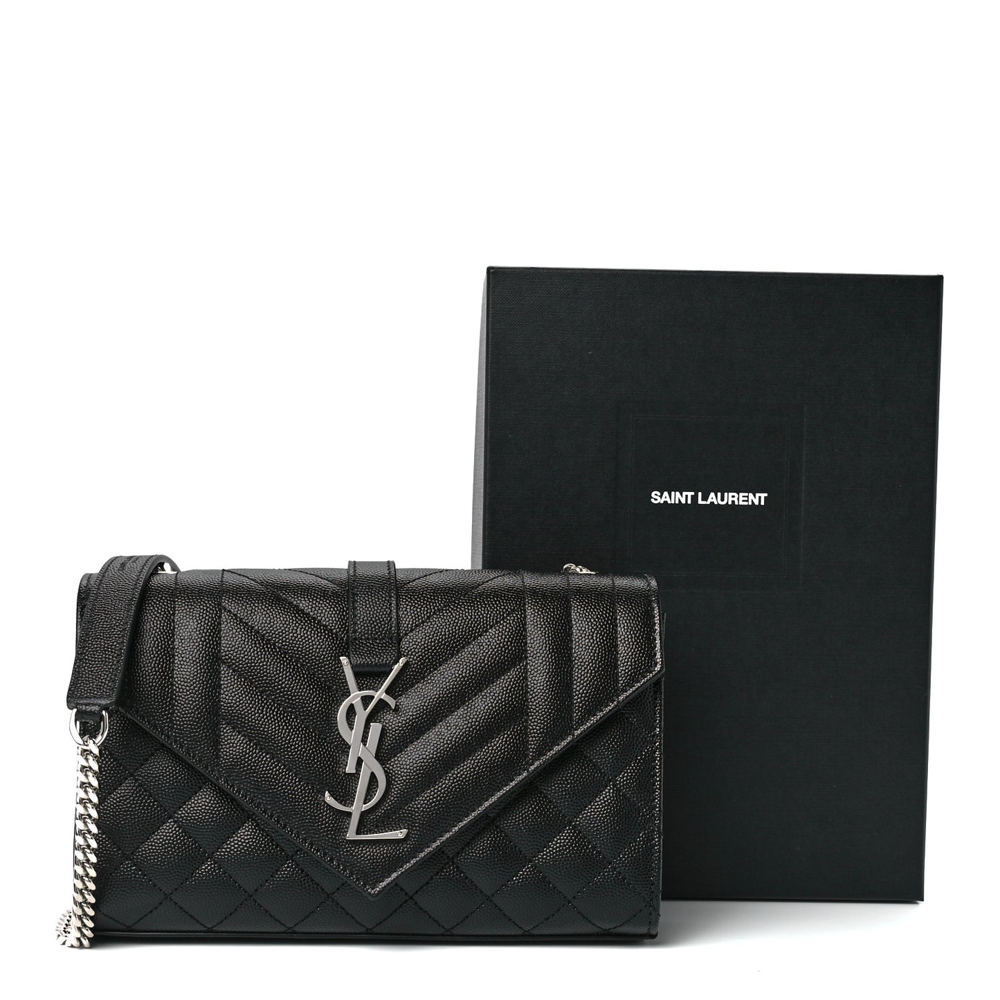Grain De Poudre Textured Mixed Matelasse Triquilt Small Monogram Satchel Black