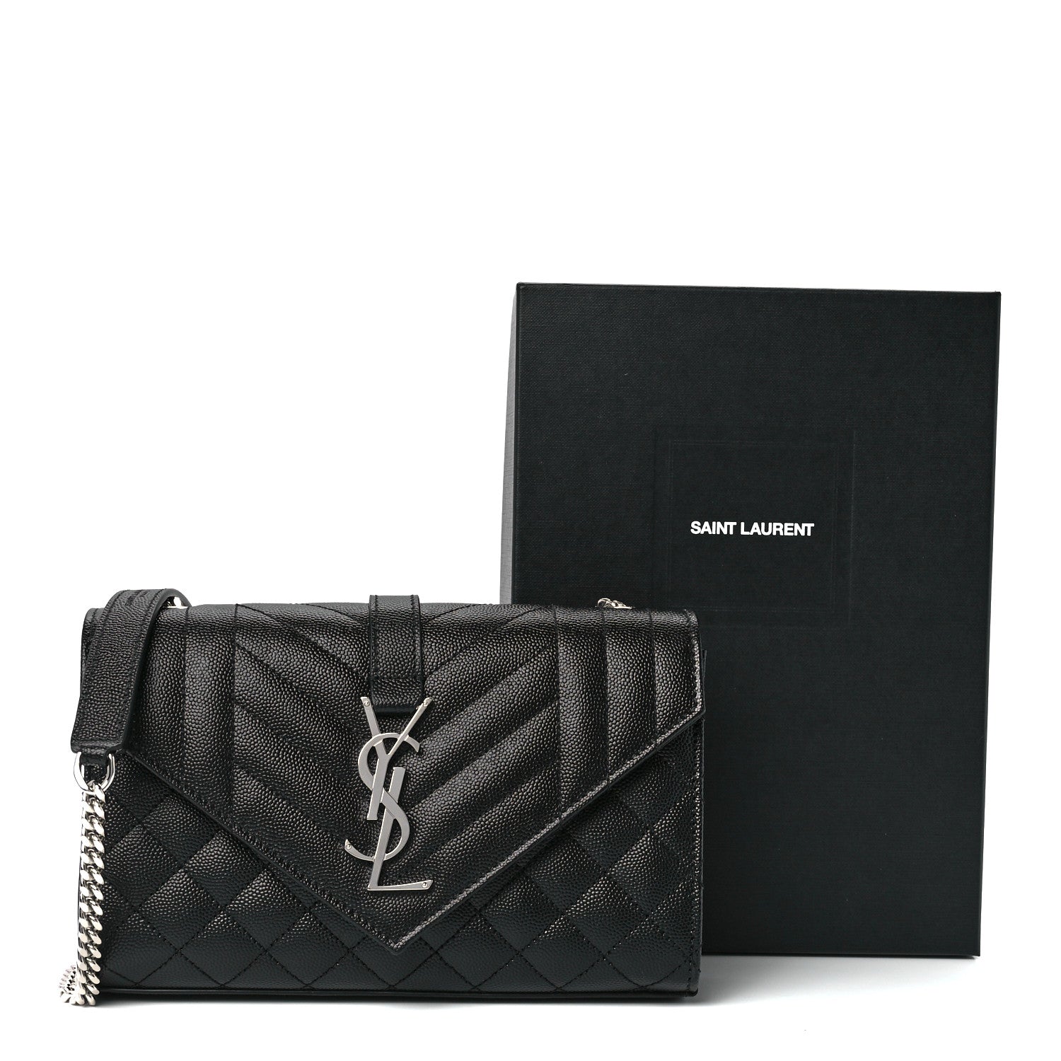 Saint Laurent Grain De Poudre Textured Mixed Matelasse Triquilt Small Monogram Satchel Black 12 of 12