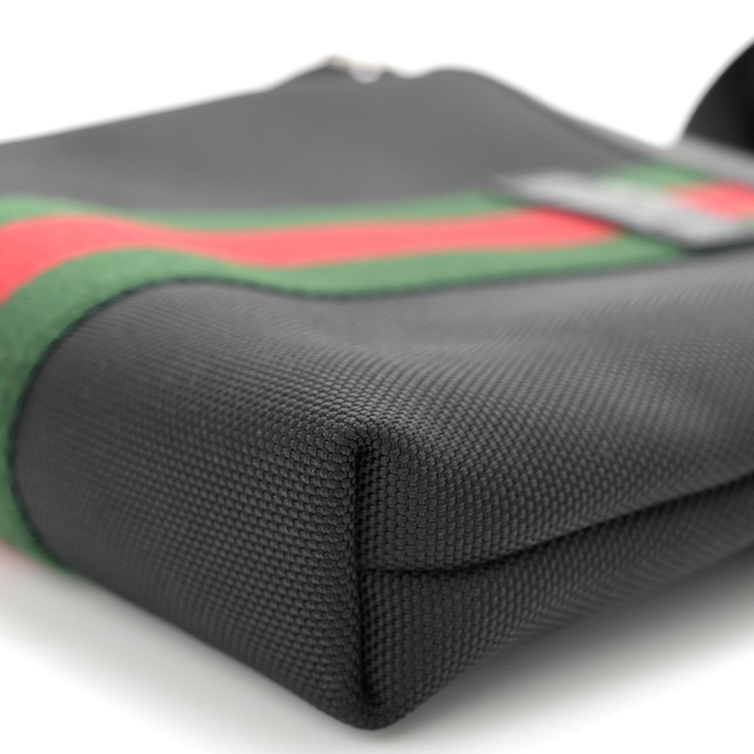 Gucci Techno Canvas Selleria Calfskin Web Small Flat Messenger Bag Black 10 of 11