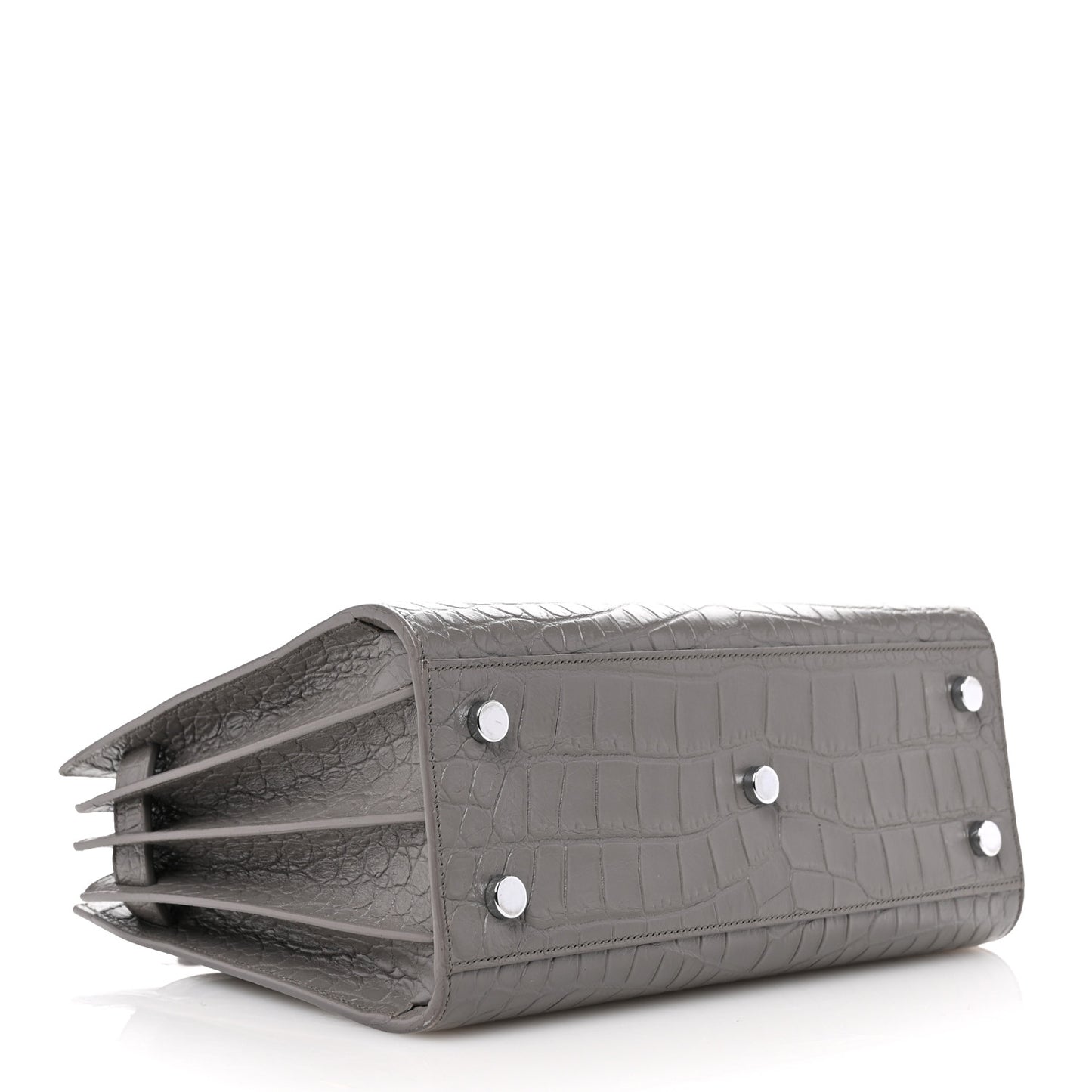 Calfskin Crocodile Embossed Baby Sac De Jour Fog