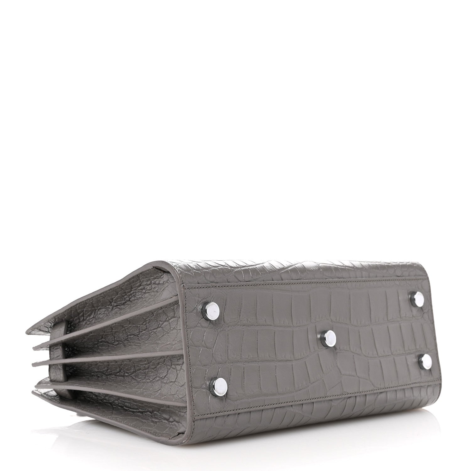 Saint Laurent Calfskin Crocodile Embossed Baby Sac De Jour Fog 4 of 12