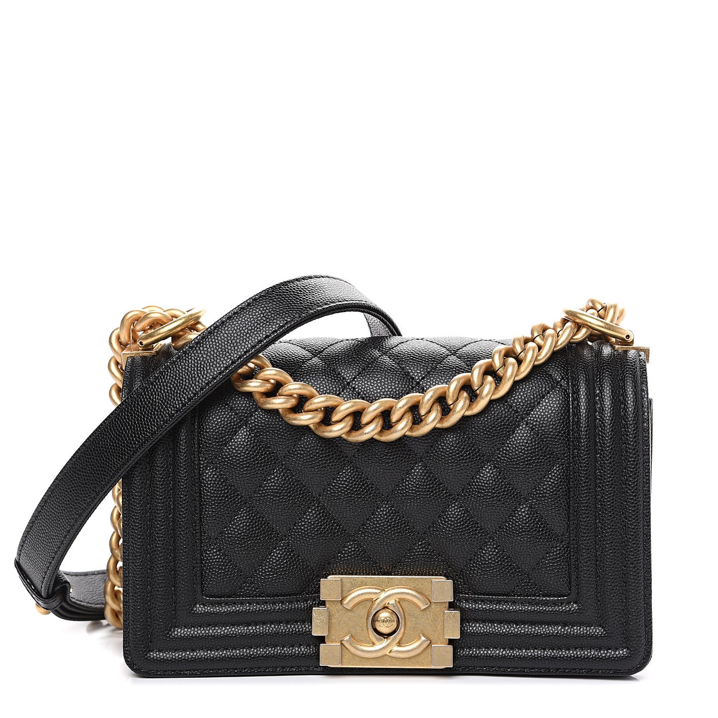 Caviar Quilted Small Boy Flap Black