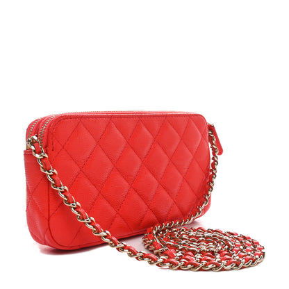 Chanel Caviar Quilted Small Clutch With Chain Red 2 of 11