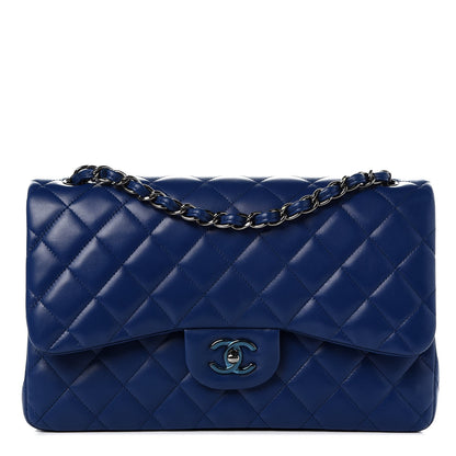 Chanel Lambskin Quilted Jumbo Double Flap Dark Blue 1 of 9